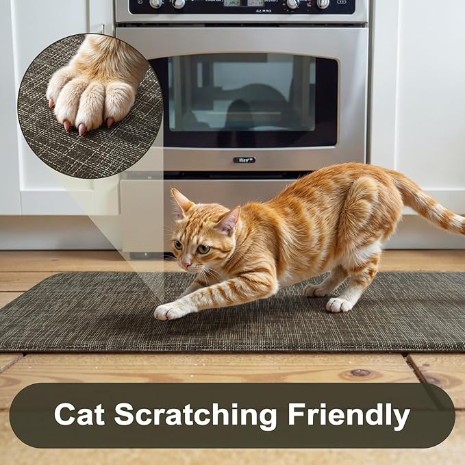 KIMODE Kitchen Mats Cushioned Anti Fatigue, Farmhouse Kitchen Rugs 17"x47"+17"x29", Non Slip Kitchen Mats for Floor, Padded Kitchen Floor Mats for Sink Laundry Office Desk Brown/Green