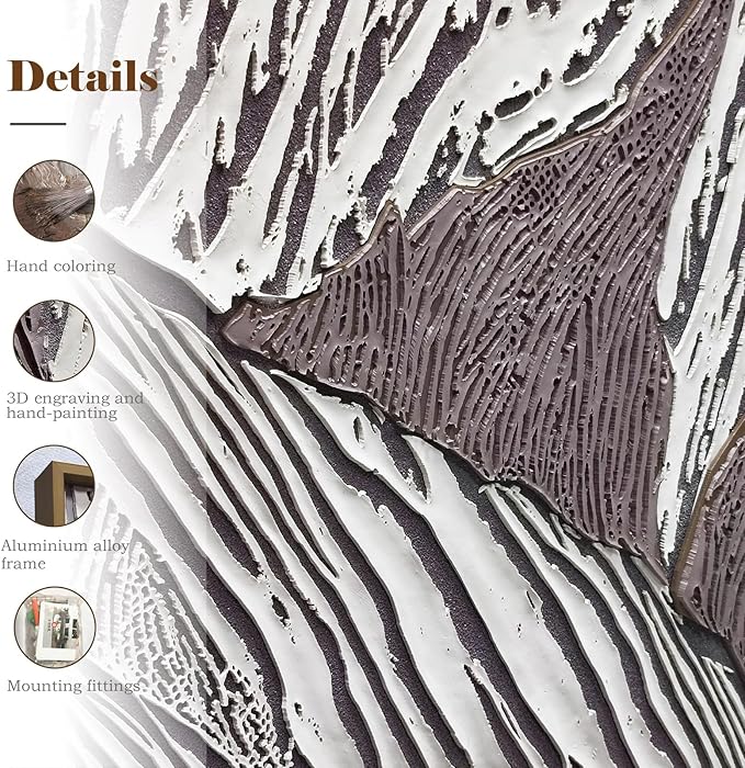 BrightA Abstract Wall Art - Black and White Wall Art for Office, Bedroom, Modern Decor - Acrylic Painting 27.6"x39.3"