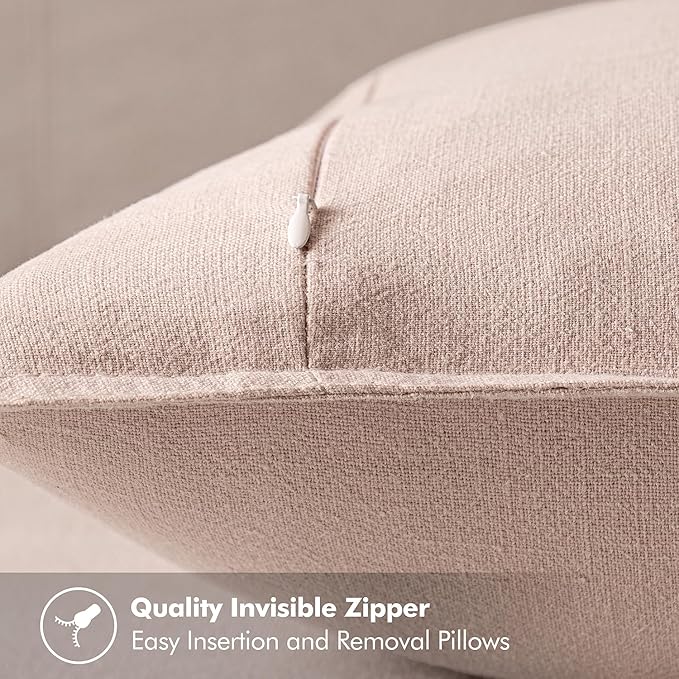 MIULEE Decorative Linen Pillow Covers 20x20 Inch Light Pink Boho Farmhouse Neutral Couch Throw Pillows for Bed Pack of 2 Accent Modern Pillowcase Sofa Livingroom Home Decor