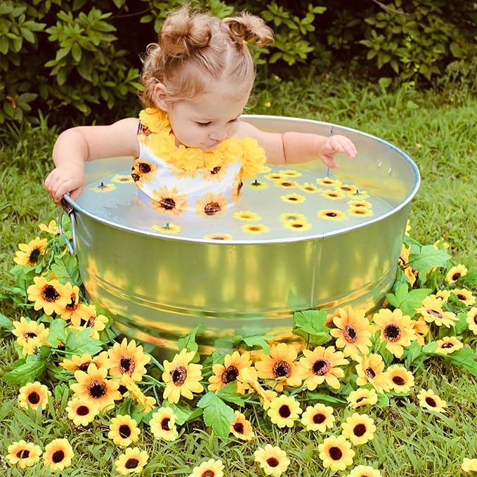 UKELER 3 Pack Artificial Sunflower Garland Fake Hanging Garland Yellow Sunflower Vines Artificial Sunflowers for Home Hotel Office Wedding Party Garden Craft Art Décor