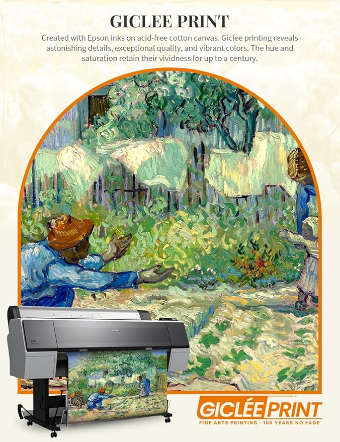 DECORARTS - First Steps - Vincent Van Gogh Giclee Prints w/Antique Brown Frame for Wall Decor. Picture Size: 20x16, Total Size w/Frame: 23x19