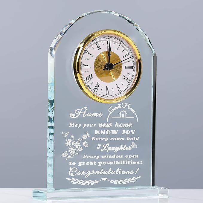 Qianwei House Warming Gifts New Home - Crystal Clock New Home Gifts for Home Decor with Led - Best Unique Housewarming Decor Gift Ideas for New House Homeowner Men Friend Family