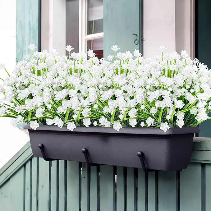 AGIRL 24 Bundles Artificial Flowers for Outdoor,No Fade Fake Plastic Flowers Faux Plants for Decoration Hanging Planters Indoor Outside Garden Porch Window Box Home Wedding Farmhouse