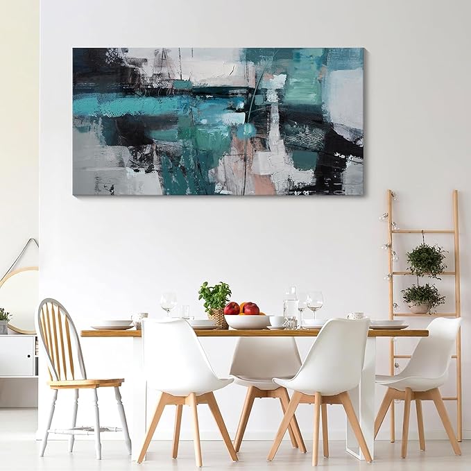 Large Elegant and Modern Painting Wall Art Abstract Picture for Living Room Gray Background Home Bedroom Decoration Green Framed Artwork Decor 24X48IN