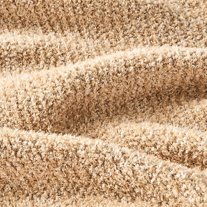 CozeCube Melange Blanket, Ultra Soft Khaki Tan and White Throw Blanket, Warm Cozy Knit Fuzzy Plush Reversible Throw for Couch Bed Sofa, 60"x80"