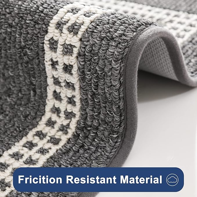 COSY HOMEER Kitchen Rugs Non-Slip 20x30/20x48 Inch Thick Polypropylene Standing Mat for Home Machine Washable, Black