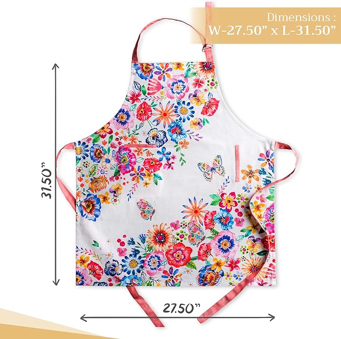 Maison d' Hermine 100% Cotton Apron for women with Pocket Kitchen Chef Apron for Men Cooking Gardening Server Waitress