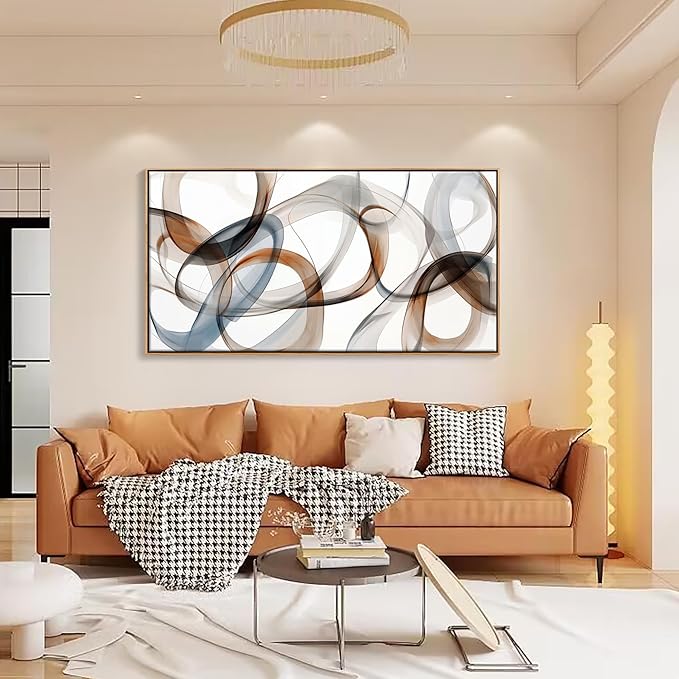 Large Wall Art - Framed Canvas Wall Art Abstract Wall Decor for Living Room - Modern Minimalist Style Artwork Decorations Wooden Frames for Canvas Paintings 29×58IN