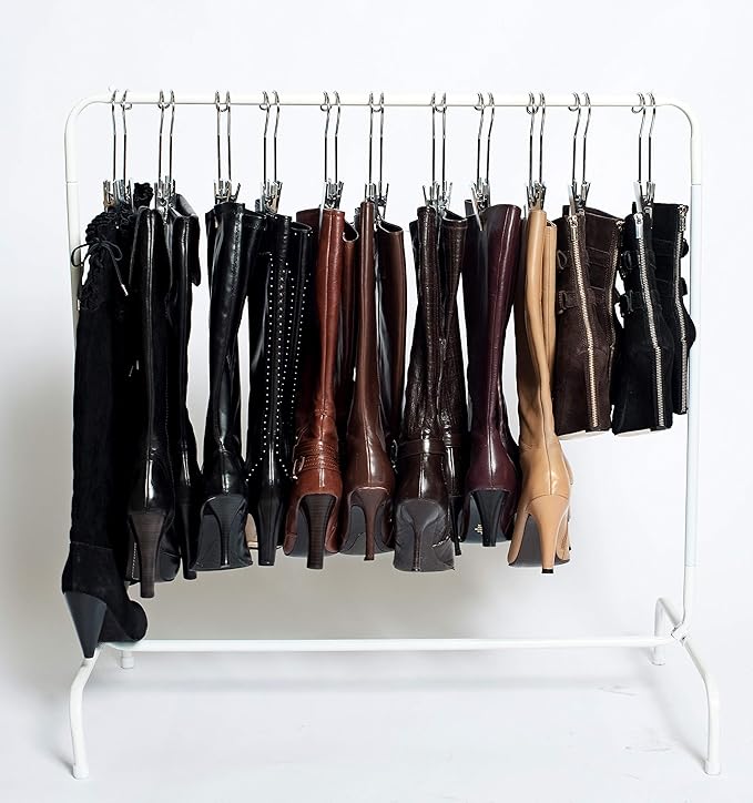 Boottique Boot Organizer: The Boot Rack- Fits in Most Closets- Hangs, Holds, Shapes, & Protects every size and style of Boots (Boot Rack with 6 Gold Hangers)