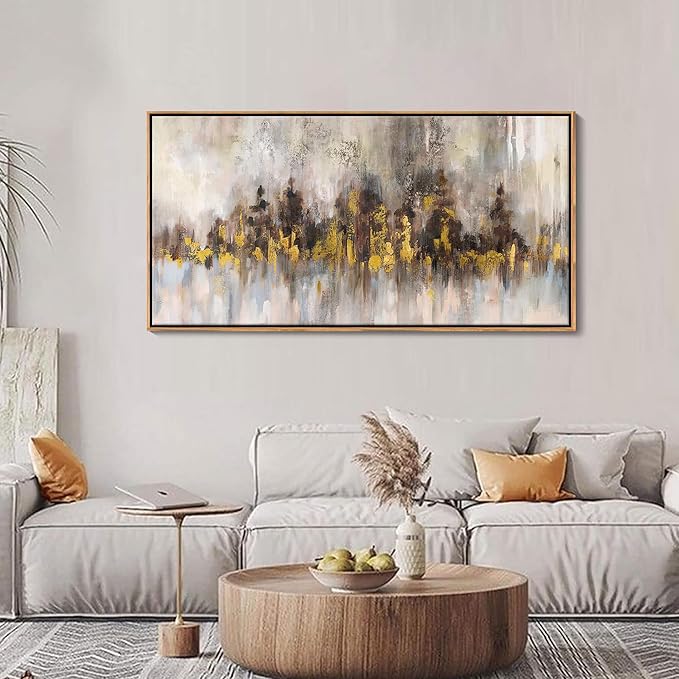 YDYSUNE Gold Abstract Wall Decor - Brown Canvas Wall Art for Living Room- Large Modern Artwork - Oil Painting Pictures for Bedroom Kitchen Home Office