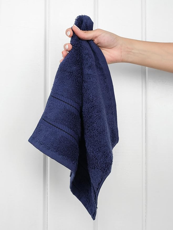 American Soft Linen Luxury Washcloths for Bathroom, 600 GSM 100% Cotton 4 Piece Turkish Wash Cloth Set, 13x13 in Soft Rags for Body and Face, Navy Blue Washcloths