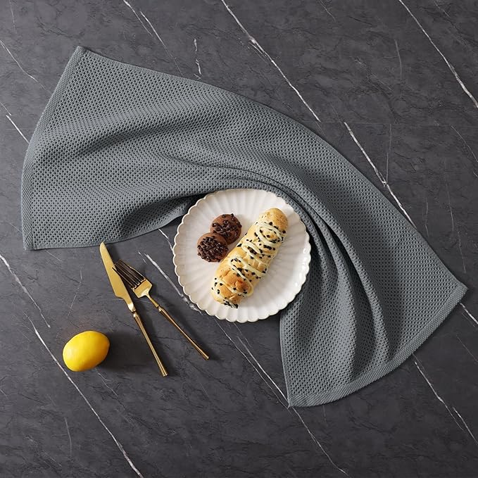 Homaxy 100% Cotton Kitchen Towels and Dishcloths Set, 12 x 12 Inches and 13 x 28 Inches, Set of 12 Bulk Kitchen Towels Set, Ultra Soft Absorbent Dish Cloths for Washing Dishes, Grey