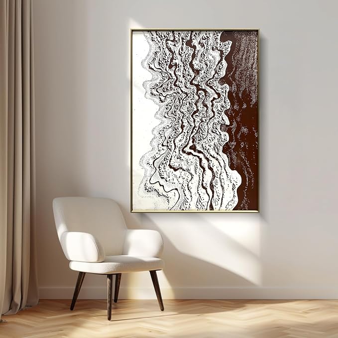 BrightA Canvas Wall Art for Bathroom and Office Handmade Oil Painting Wall Decor with Framed Design Modern Large Wall Canvas Art 27.6"x39.3"