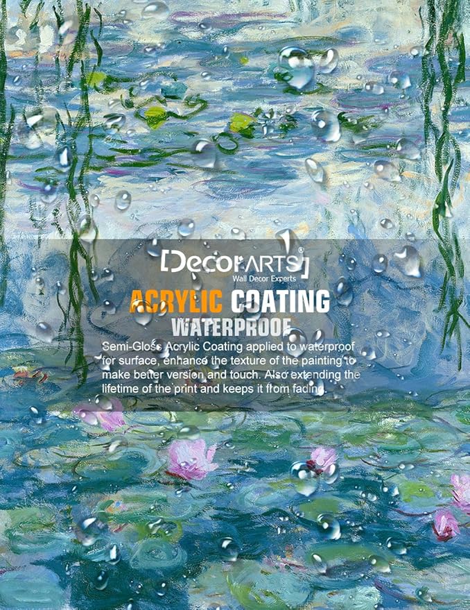 DECORARTS - Water Lilies 1916-1919, Claude Monet Art Reproduction. Giclee Canvas Prints Wall Art for Home Decor 20x16