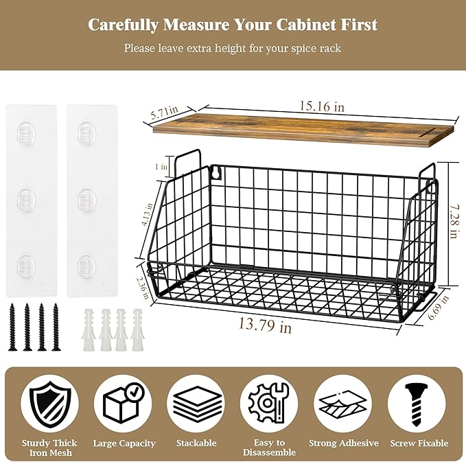 2 Pack Extra Large Kitchen Organizer Stackable Trash Bag Holder,Laundry Room Organizers Basket with Wood Top,Wall Mount Large Standard Garbage Bag Dispenser,Pantry Organizers,Under Sink Organization