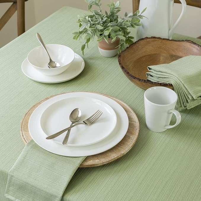 Benson Mills Cameron Textured Fabric Table Cloth, for Everyday Home Dining, Parties, Weddings & Spring Holiday Tablecloths (60" x 104" Rectangular, Light Green)