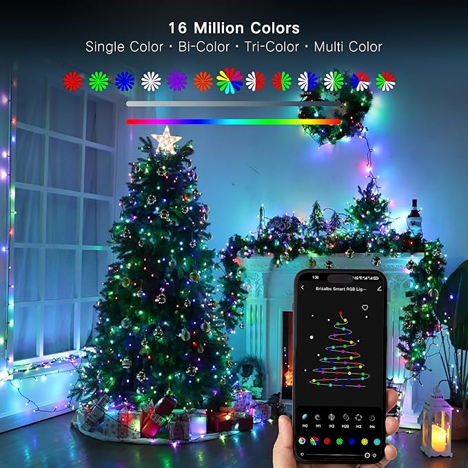 Brizled Smart WiFi Christmas Lights, 99ft 300 LED Smart Color Changing Halloween Lights APP Control, RGB Christmas Tree Light Work with Alexa Google Home for Xmas Halloween Indoor Outdoor Party Decor