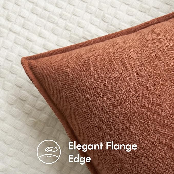 MIULEE Pack of 2 Burnt Orange Decorative Pillow Covers 18x18 Inch Fall Soft Chenille Luxurious Couch Throw Pillows Farmhouse Cushion Covers with Elegant Design for Sofa Bedroom Living Room Home Decor