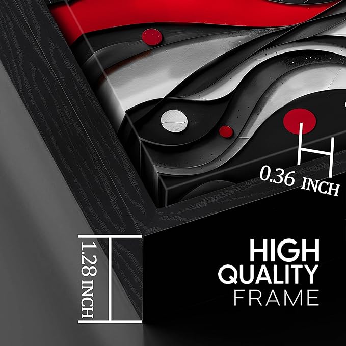 Ouzzlie Black White Wall Decor Bedroom Large Abstract Wall Art Modern Wall Art Decor Red Paintings for Living Room 29" x 59"