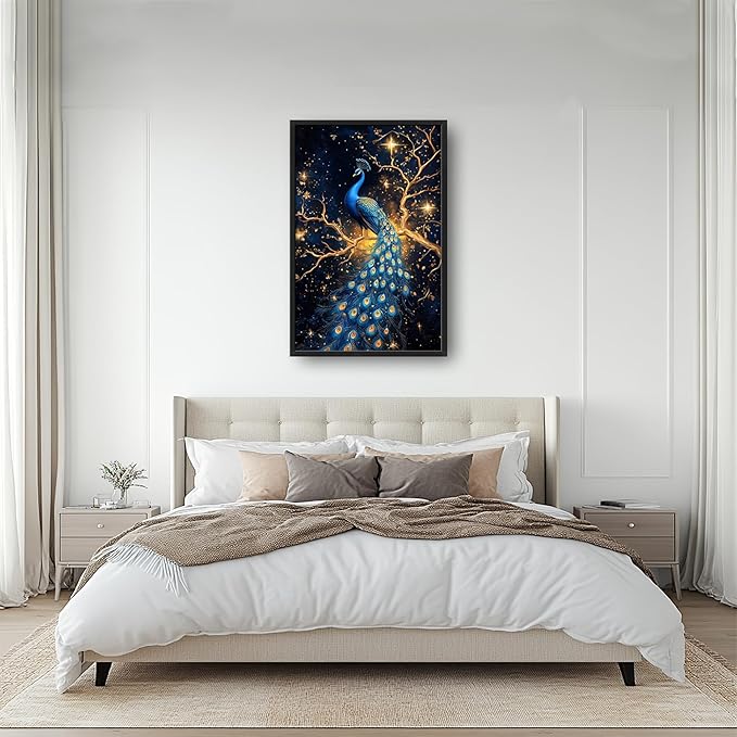 Lovira Peacock Large Wall Art Tree Canvas Wall Decor Pictures Prints Painting Framed Modern Vertical Artwork for Living Room Bedroom Bathroom Office 24"x36"