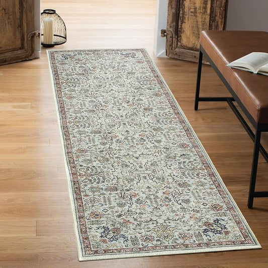 Keen Home Design 2x7 Rug - Machine Washable Runner Rug with Non-Slip Backing, Ideal for Hallway, Entryway, Kitchen, Laundry Room - Vintage, Easy Clean, Durable, Low Pile Rug - (2'6" x 7')