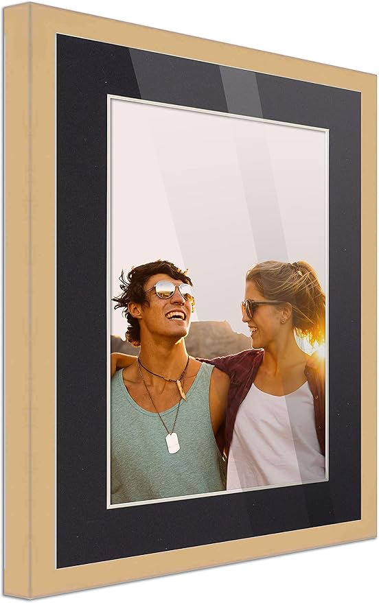 A3 11.7x16.5 Frame Natural Wood with Black Mat | 15x20 Frame Matted to 11.7x16.5 | Display Your Picture Under UV Acrylic Shatter Guard Front, with Foam Board Backing and Wall Hanging Hardware