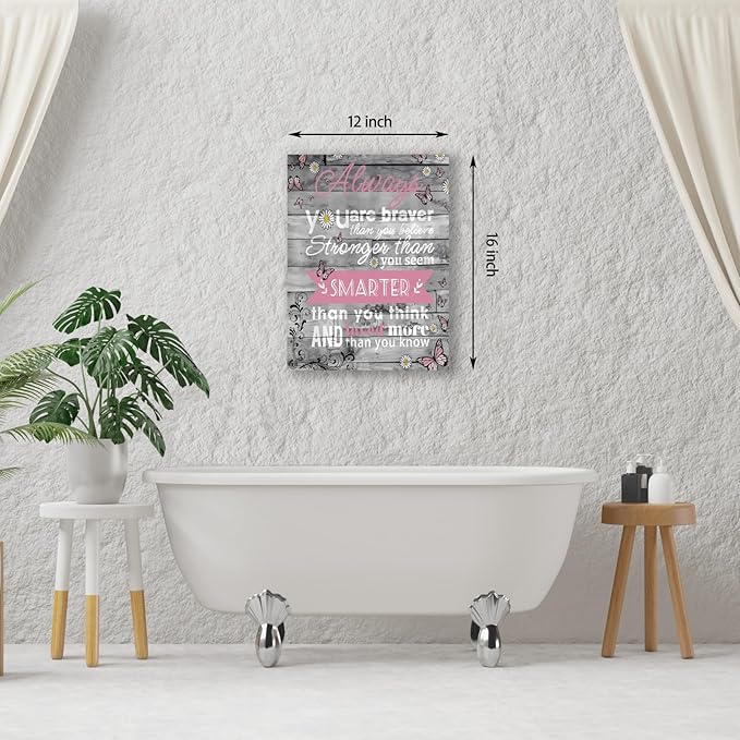 Inspirational Quotes Canvas Wall Art 12 x 16 Inch, Rustic Positive Wall Art Decor for Home Office Bathroom Bedroom Gym, Motivational Quotes
