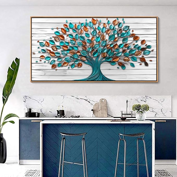 Mofutinpo Tree of Life Wall Art - Framed Art Work for Living Room, Office, Bedroom & Kitchen Decor (29x58IN)