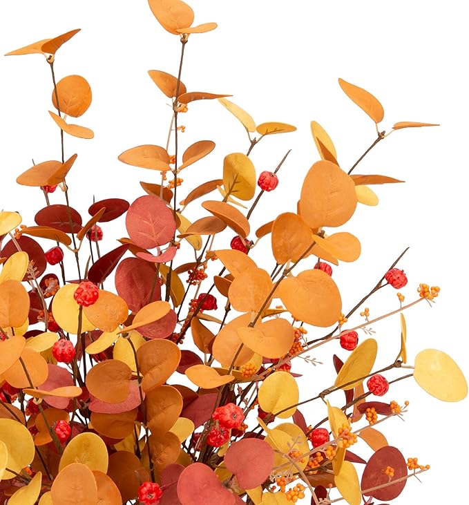 6 Pcs Aritificial Eucalyptus Stems Fall Decorations Leaves Spray Autumn Decorations with Fall Flowers Branches and Fall Plants for Fall Floral Arrangements