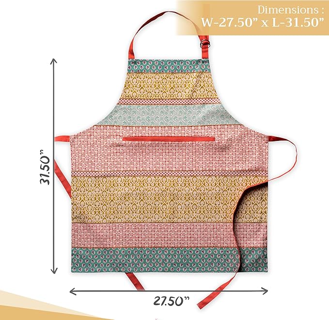 Maison d' Hermine 100% Cotton Apron for women with Pocket Kitchen Chef Apron for Men Cooking Gardening Server Waitress