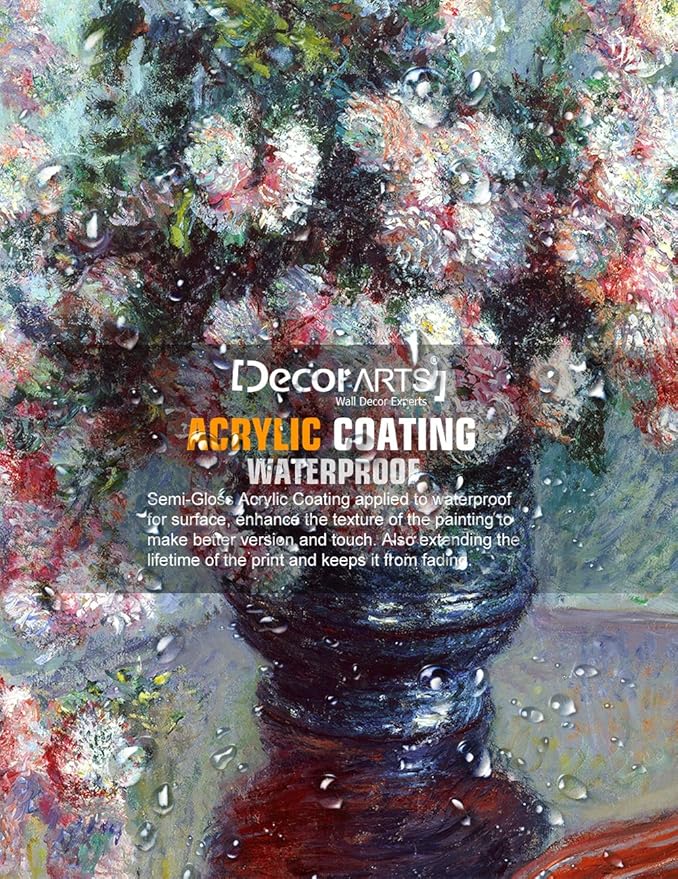 DECORARTS - Chrysanthemums, Claude Monet Art Reproduction. Giclee Canvas Prints Wall Art for Home Decor 20x24''