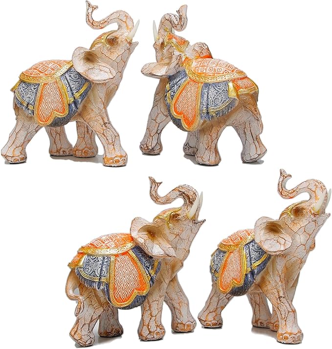 Modern Couple Elephant Decorative Statue - Home Decor Lucky Figurines for Living Room, Dining Table & Shelves - Wedding, Women's Decorations Sculptures - 5.5" L x 5" H