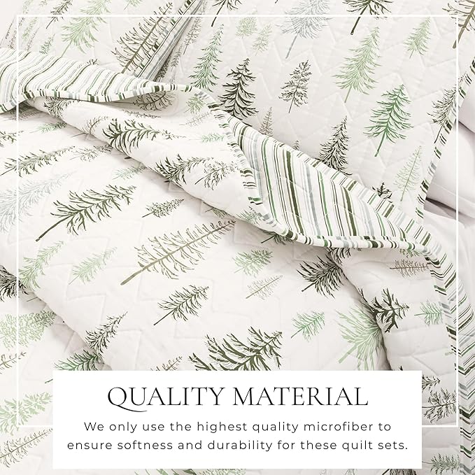 Great Bay Home 3-Piece Reversible Forest Cabin Bedspread King Quilt. All-Season, Comfortable, Soft Quilt Set - Truckee