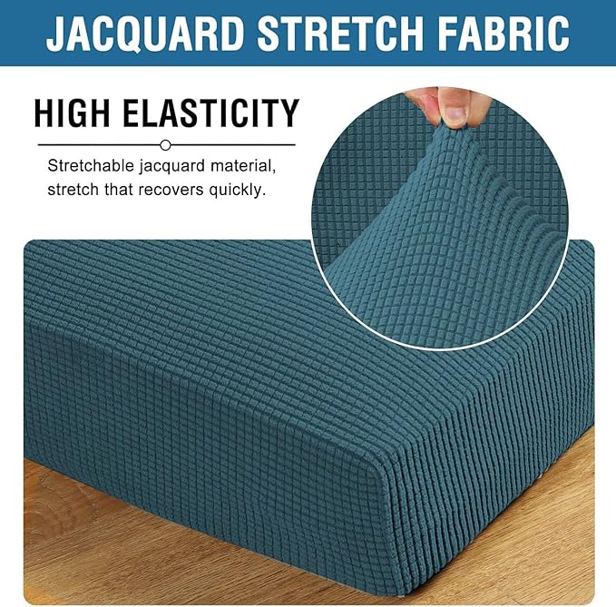 H.VERSAILTEX Super Stretch Individual Seat Cushion Covers Sofa Covers Couch Cushion Covers Slipcover Sets Thick Jacquard Textured Twill Fabric (1 Piece Sofa Cushion Cover, Deep Teal)