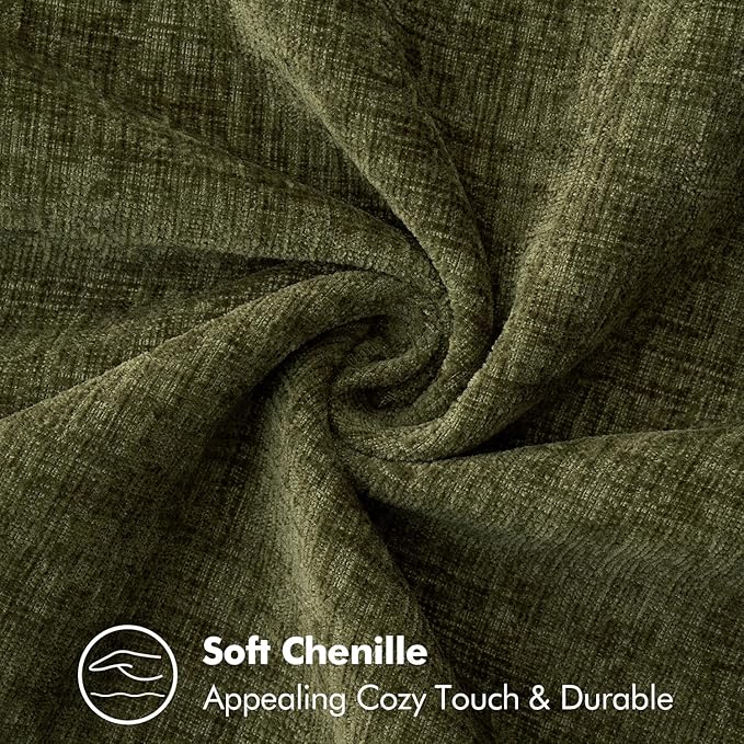 MIULEE Pack of 2 Couch Throw Pillow Covers 20x20 Inch Olive Green Farmhouse Decorative Pillow Covers with Stitched Edge Soft Chenille Solid Dyed Spring Pillow Covers for Sofa Bed Living Room