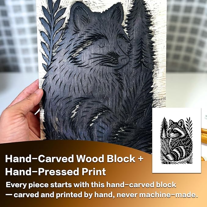 Caelumis Vintage Wall Art Decor Prints Black And White Pictures Posters For Farmhouse Living Bedroom Bathroom Room kitchen Handmade Unframed (Raccoon 12x16in)