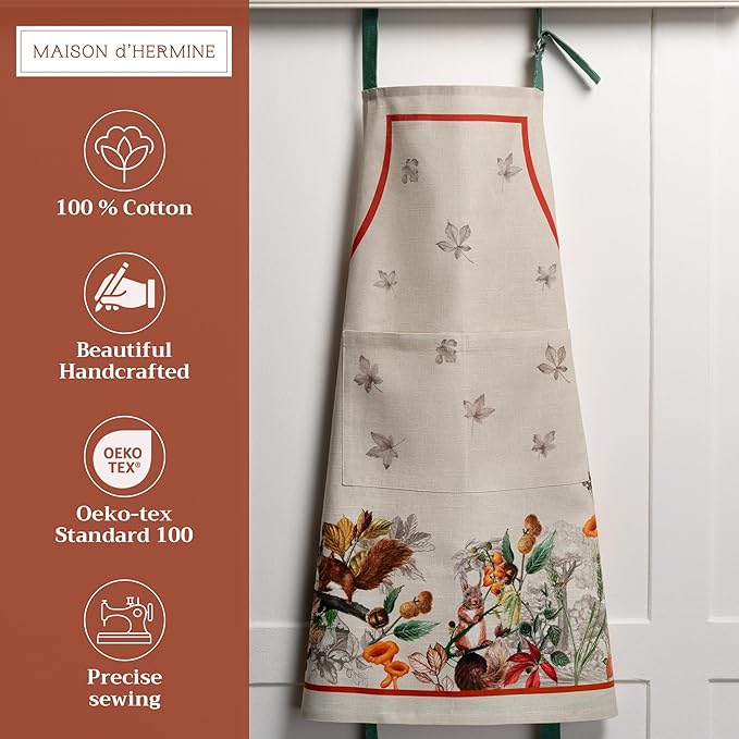 Maison d' Hermine 100% Cotton Apron for women with Pocket Kitchen Chef Apron for Men Cooking Gardening Server Waitress