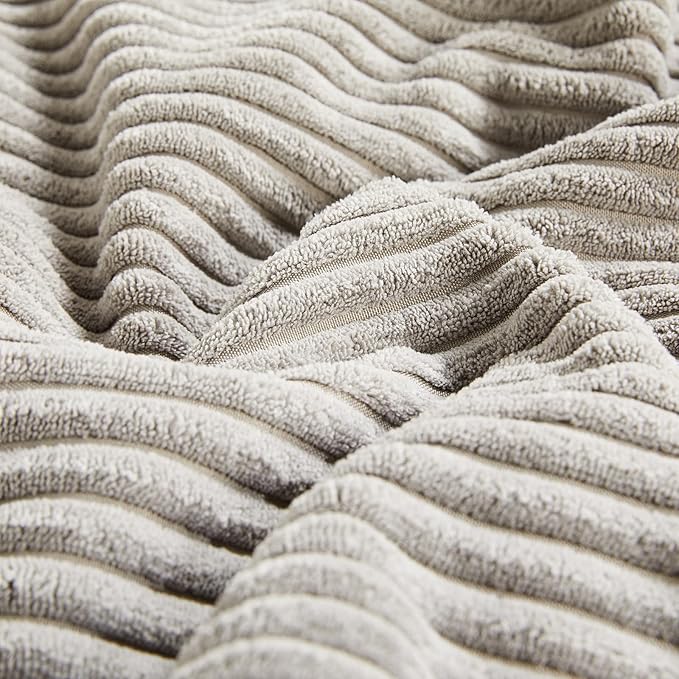 Fancy Homi 4 Packs Neutral Decorative Throw Pillow Covers 20x20 Inch for Living Room Couch Bed Sofa, Rustic Farmhouse Boho Home Decor, Soft Cross Striped Corduroy Patchwork Square Cushion Case 50x50cm