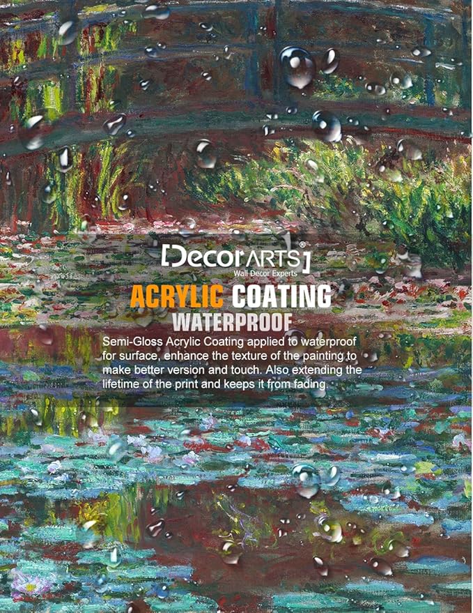 DECORARTS - Water Lily Pond 1900, Claude Monet Art Reproduction. Giclee Canvas Prints Wall Art for Home Decor 20x16