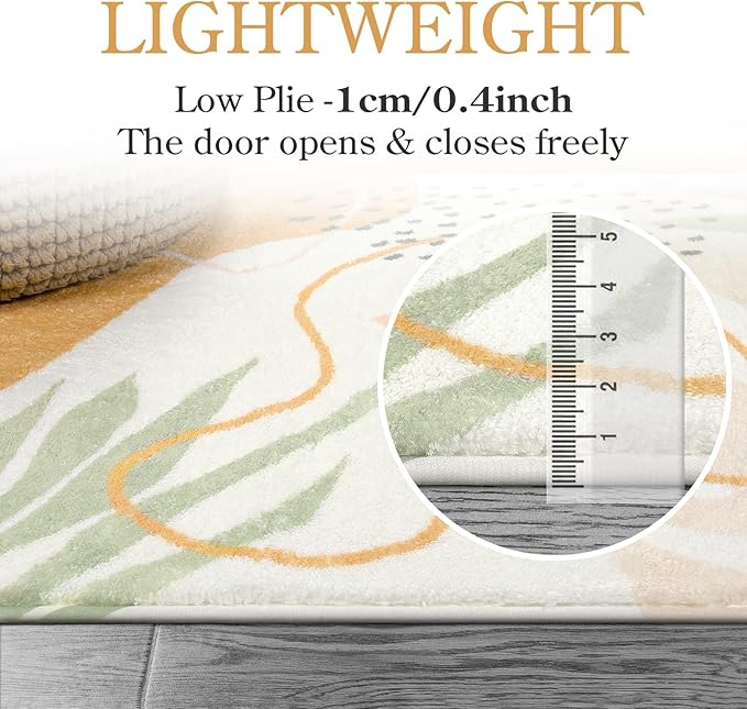 Lahome Washable Rugs for Bathroom - 2x4 Lightweight Non-Slip Laundry Room Rug Kitchen Sink Floor Mat Soft Throw Small Runner Rug, Boho Botanical Print Indoor Rug Runner for Hallway Entrance Bedroom