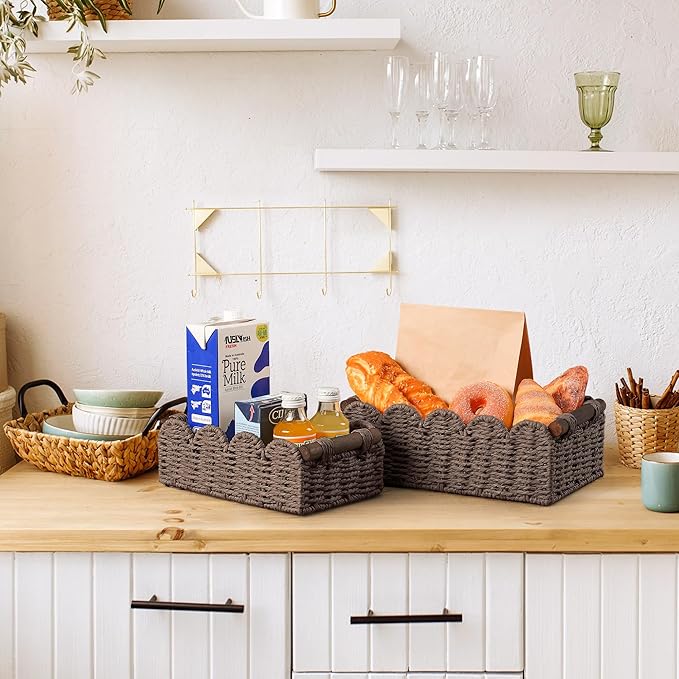 Storage Basket Wicker Baskets for Organizing Toilet Paper Storage Basket for Toilet Tank Top,Brown