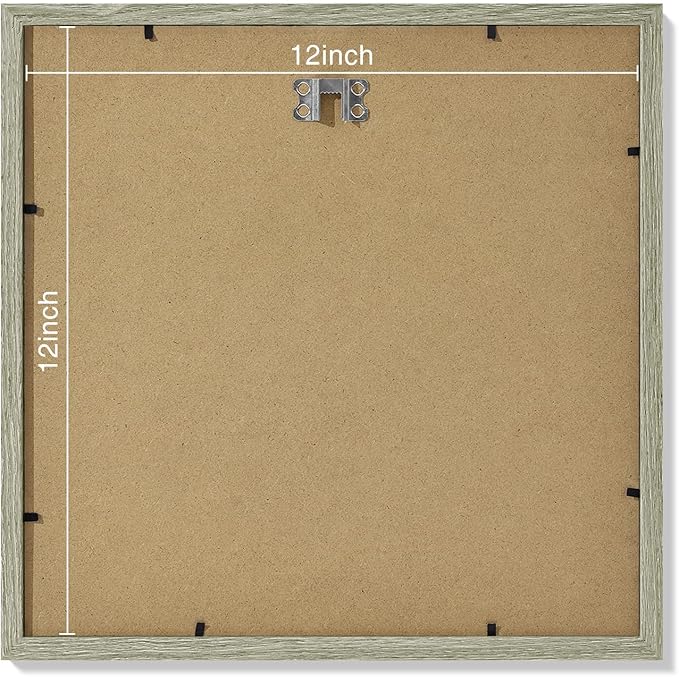 Vittanly 12x12 Picture Frames Set of 9, Shatter Resistant Plexiglass, Display 8x8 Pictures with Mat or 12x12 without Mat, Photo Frames for Wall Mount, Engineered Wood, Driftwood