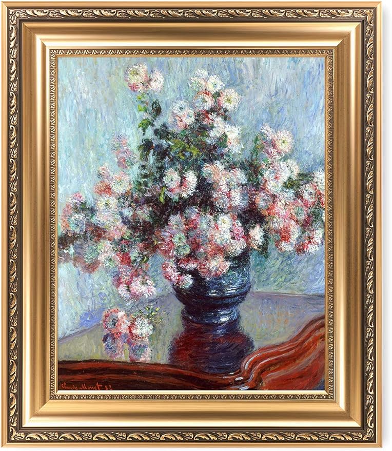 DECORARTS - Chrysanthemums Claude Monet Art Reproduction. Giclee Print& Museum Quality Framed Art for Wall Decor. Framed size: 26x22