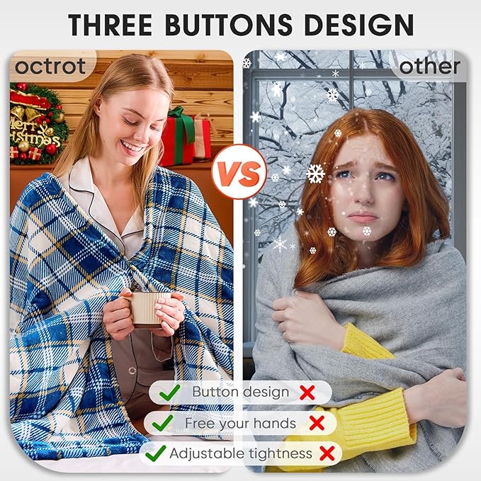 Heated Blanket Electric Throw, 50X60, Heating Throw with 10 Heats Levels/8 Hours Auto Off, Navy Blue Plaid Sherpa Blanket Winter Warmer for Adults, Washable Housewarming Gift for Couch Bed Office, ETL