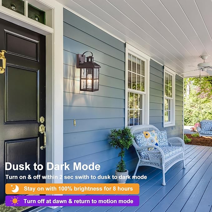 2 Pack Motion Sensor Porch Light Dusk to Dawn Outdoor Wall Light Bronze Exterior Lighting Fixtures Modern Outside Wall Mount Coach Lamp for House Garage Patio Front Door