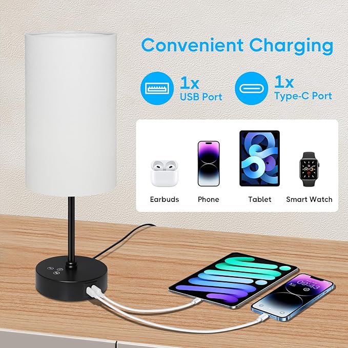 Unicozin Table Lamp, 3 CCT 3000K/4500K/6500K & RGB Color Changing, Stepless Dimmable, 17Inch Bedside Lamp for Reading, Ambience Nightstand Light for Home Decor Party, Cream Shade