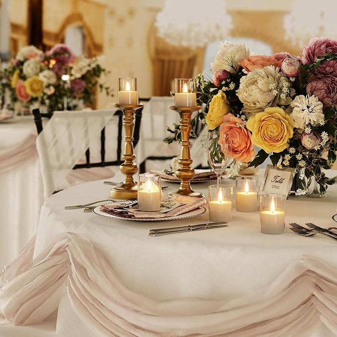 6Pack Flickering Flameless LED Candles with Timer, Battery Powered - Small Pillar & Votive, Clear (2"X3")