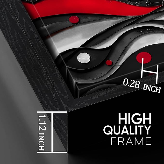 Ouzzlie Abstract Art Wall Decor Large Black and White Canvas Wall Art Red Artwork for Bedroom 24" x 48"