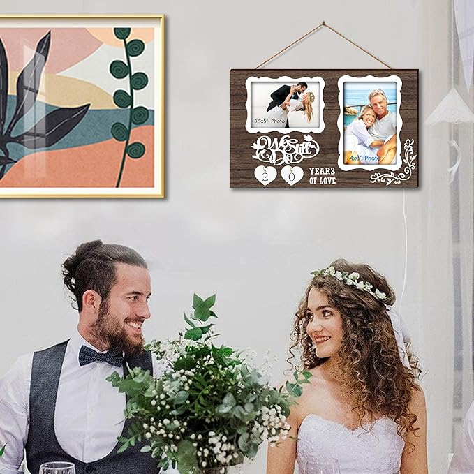 We Still Do Double Picture Frame Holds 4X6 Inches and 3.5X5 Inches,1-99 Years of Love Anniversary Wedding Marriage Blessing Gifts for Couples