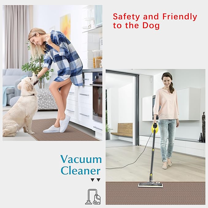 GOYLSER Kitchen Jute Rug Runner Non Slip, Front Door Runner Indoor Entrance, 20 ft Bottom Rubber Backed Waterproof Laundry Mat, Light Brown